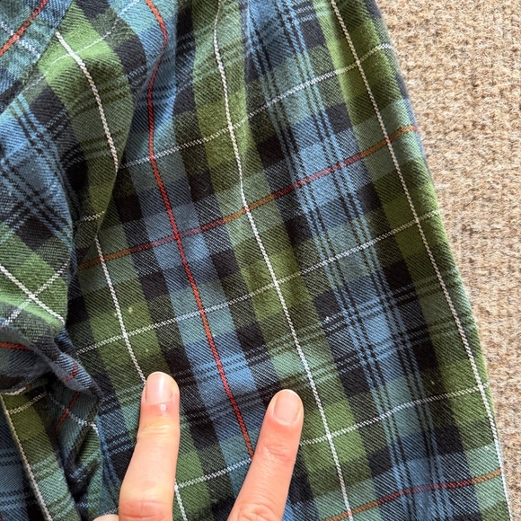 LL Bean Men’s L Casual Button Up Shirt Blue Green Plaid Long Sleeve 100% Cotton - Picture 6 of 13